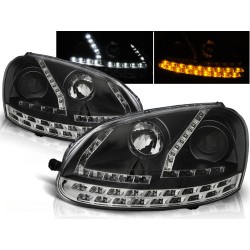 VW GOLF 5 - predné čierna svetlá s LED svietením a LED smerovky
