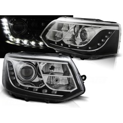 VW T5 10-15 - predné chrom svetlá s LED denným svietením