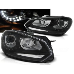 VW GOLF 6 08-12 - predné čierna svetlá s LED denným svietením