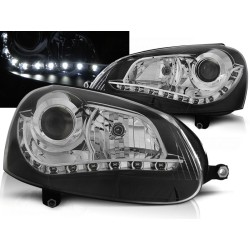VW GOLF 5 - predné čierna svetlá s LED svietením