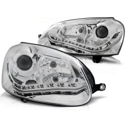 VW GOLF 5 - predné chrom svetlá s LED svietením pre xenon