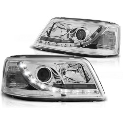VW T5 03-09 - predné chrom svetlá s LED denným svietením