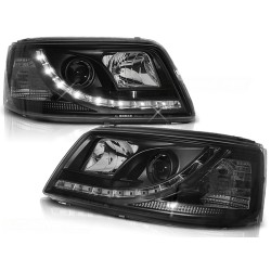 VW T5 03-09 - predné čierna svetlá s LED denným svietením