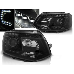 VW T5 10-15 - predné čierna svetlá s LED denným svietením