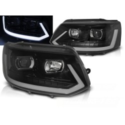 VW T5 10-15 - predné čierna svetlá TUBE LIGHT s dynamickým blinkerom T6 LOOK