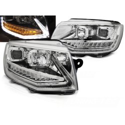 VW T6 15- - predné chrom svetlá TUBE LIGHT s LED denným svietením a dynamickým blinkerom