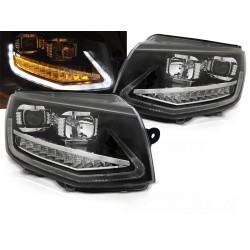 VW T6 15- - predné čierna svetlá TUBE LIGHT s LED denným svietením a dynamickým blinkerom