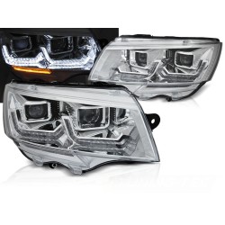 VW T6.1 20- - predné chrom svetlá TUBE LIGHT s LED denným svietením a dynamickým blinkerom