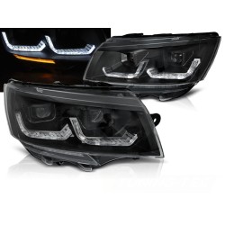 VW T6.1 20- - predné čierna svetlá TUBE LIGHT s LED denným svietením a dynamickým blinkerom