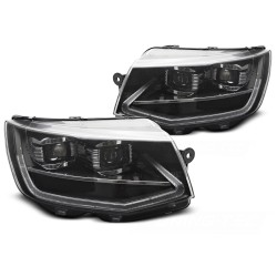 Volkswagen T6 2015-2019 - Predné LED TUBE svetlá ČIERNA DRL SEQ