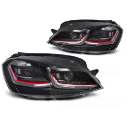 Volkswagen Golf VII 2013-2017 - Predné LED svetlá s červenou linkou SEQ