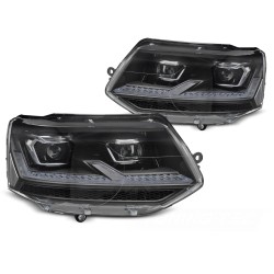 Volkswagen T5.1 2010-2015 - Predné svetlá FULL LED čierna s chrómom SEQ DRL