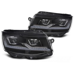 Volkswagen T6 2015-2019 - Predné svetlá FULL LED čierna s chrómom SEQ DRL
