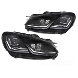 Volkswagen Golf VI 2008-2012 - Predné svetlá FULL LED STRIEBORNÉ DRL SEQ