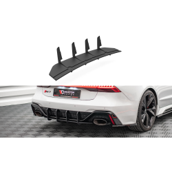 Audi RS7 C8 - difuzor zadného nárazníku - plast ABS bez povrchovej úpravy, s čiernou a červenou linkou, Maxton design