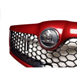 Škoda Octavia II Facelift 09-13 - športová maska RS dizajn FLAMENCO RED (F3W) vč. originálního znaku
