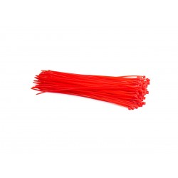 Farebné PVC sťahovacie pásky balenie 100 ks, farba červená, rozmer 200 x 2,5 mm