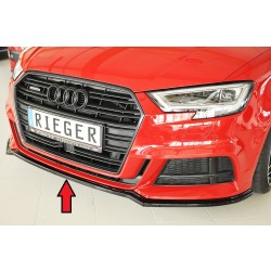 Audi A3 8V 3-dvere. (Convertible 8V7), 5-dvere. (Sedan 8VS) po facelifte, 09 / 16-, lipa pod predný nárazník, plast ABS lakovaný do čiernej lesklej farby, Rieger tuning