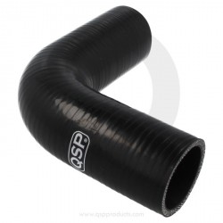 QSP - čierná silikónová hadica na benzín / olej s uhlom 90 °, priemer 57mm