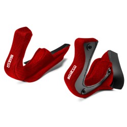 Sparco náhradný lícnicové čalúnenie pre prilby RJ-i Supercarbon / RJ, farba: červená, hrúbka: 20 mm