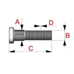 Kolesový štefty QSP - M12x1,5 dĺžka 47mm