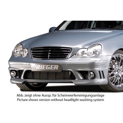 Rieger kompletný predný nárazník pro Mercedes třída C W203 sedan, t-model, plast ABS bez povrchovej úpravy, pro vozy s ostrekovačmi svetlometov a parkovacím asistentom (PDC)