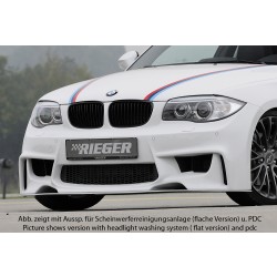 Rieger kompletný predný nárazník pro BMW rad 1 E81, E82, E88, E87 2-dver., 4-dver., kabriolet, kupé, sedan, plast ABS bez povrchovej úpravy, pre vozidlá s parkovacím asistentom (PDC)