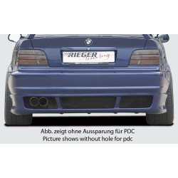 Rieger kompletní zadný nárazník E46-Look pro BMW rad 3 E36 kabriolet, kupé, sedan, touring, plast ABS bez povrchovej úpravy, pre vozidlá s parkovacím asistentom (PDC)