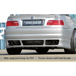 Rieger kompletní zadný nárazník M3-Look pro BMW rad 3 E46 kabriolet, kupé, sedan po faceliftu, plast ABS bez povrchovej úpravy, pre vozidlá bez parkovacieho asistenta (PDC)
