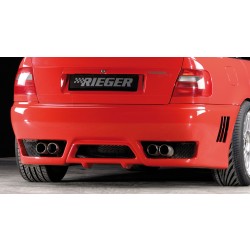 Rieger kompletní zadný nárazník pre Audi A4 B5 sedan, plast ABS bez povrchovej úpravy, s rebrovaním, pre vozidlá s parkovacím asistentom (PDC)