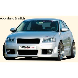 Rieger kompletný predný nárazník pro Audi A3 8P 3-dver. pred faceliftom, plast ABS bez povrchovej úpravy, s držáky a kryty originálních mlhových světel, vr. integrované masky, bez rebrovania