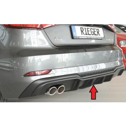 Rieger vložka zadného nárazníka pre Audi A3 8V 3-dver. (hatchback 8V1), 5-dver. (sportback 8VA) po faceliftu, plast ABS bez povrchovej úpravy, pre dvojitú koncovku vlevo