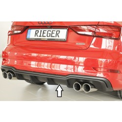 Rieger vložka zadného nárazníka pre Audi A3 8V 3-dver. (convertible 8V7), 5-dver. (sedan 8VS) po faceliftu, plast ABS bez povrchovej úpravy, pre športové koncovky na oboch stranách 4x90 mm