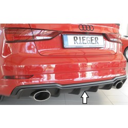 Rieger vložka zadného nárazníka pre Audi A3 8V 3-dver. (convertible 8V7), 5-dver. (sedan 8VS) po faceliftu, plast ABS bez povrchovej úpravy, pre športové koncovky na oboch stranách 152x95 mm