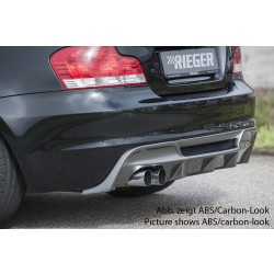 Rieger vložka zadného nárazníka pre BMW rad 1 E82, E88 kabriolet, kupé, plast ABS lakovaný do čiernej lesklej farby, pre dvojitú koncovku vlevo