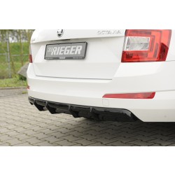 Rieger vložka zadného nárazníka pre Škoda Octavia 5E combi, sedan vr. faceliftu, plast ABS s povrchovou úpravou Carbon-Look, ABS plast: lakovaný do černé lesklé barvy, pre vozidlá: s parkovacím asistentom PDC