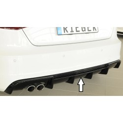 Rieger vložka zadného nárazníka pre Audi A3 8V 3-dver. (hatchback 8V1), 5-dver. (sportback 8VA) pred faceliftom, plast ABS lakovaný do čiernej lesklej farby, pre dvojitú koncovku vlevo