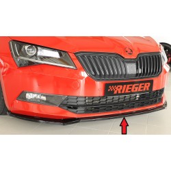 Rieger lipa pod predný nárazník pro Škoda Superb III 3T, 3V combi, sedan vr. faceliftu, 03/15-10/18, 11/18-, plast ABS lakovaný do čiernej lesklej farby