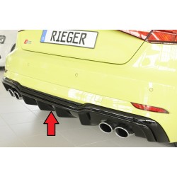 Rieger vložka zadného nárazníka pre Audi A3 S3 8V 3-dver. (hatchback 8V1), 5-dver. (sportback 8VA) po faceliftu, plast ABS lakovaný do čiernej lesklej farby, pro orig. dvojité koncovky na obou stranách 4x90x72 mm