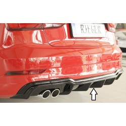 Rieger vložka zadného nárazníka pre Audi A3 8V 3-dver. (convertible 8V7), 5-dver. (sedan 8VS) po faceliftu, plast ABS lakovaný do čiernej lesklej farby, pre dvojitú koncovku vlevo
