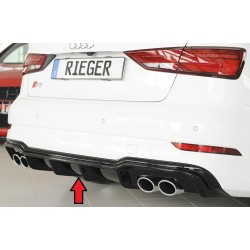 Rieger vložka zadného nárazníka pre Audi A3 S3 8V 3-dver. (convertible 8V7), 5-dver. (sedan 8VS) po faceliftu, plast ABS lakovaný do čiernej lesklej farby, pro orig. dvojité koncovky na obou stranách 4x90x72 mm