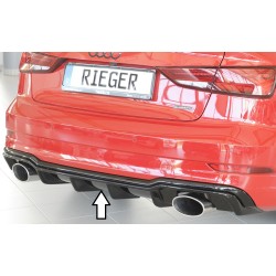 Rieger vložka zadného nárazníka pre Audi A3 8V 3-dver. (convertible 8V7), 5-dver. (sedan 8VS) po faceliftu, plast ABS lakovaný do čiernej lesklej farby, pre športové koncovky na oboch stranách 152x95 mm