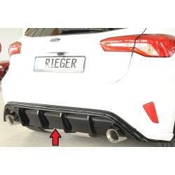 Rieger vložka zadného nárazníka pre Ford Focus 4 DEH, ST 5-dver. (hatchback), plast ABS lakovaný do čiernej lesklej farby, pre športové koncovky na oboch stranách 100 mm