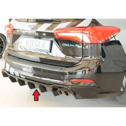 Rieger vložka zadného nárazníka (pre vozidlá s ťažným zariadením) pro Ford Focus 4 DEH 5-dver. (combi), plast ABS lakovaný do čiernej lesklej farby, pro orig. koncovky 2x70 mm