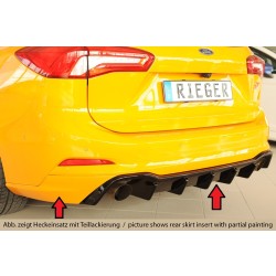 Rieger vložka zadného nárazníka (pre vozidlá s ťažným zariadením) pro Ford Focus 4 ST 5-dver. (combi), plast ABS lakovaný do čiernej lesklej farby