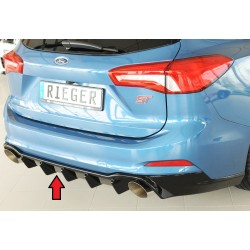 Rieger vložka zadného nárazníka (pre vozidlá s ťažným zariadením) pro Ford Focus 4 DEH 5-dver. (combi), plast ABS lakovaný do čiernej lesklej farby, pro sportovní koncovky vlevo/vpravo 115 mm