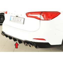 Rieger vložka zadného nárazníka (pre vozidlá s ťažným zariadením) pro Ford Focus 4 DEH 5-dver. (combi), plast ABS lakovaný do čiernej lesklej farby, pro sportovní koncovky vlevo/vpravo 4x80 mm