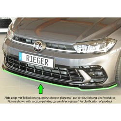 Rieger lipa pod predný nárazník pro Volkswagen Polo AW 5-dver., 06/21-, plast ABS lakovaný do čiernej lesklej farby