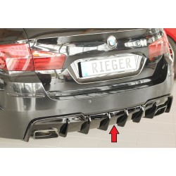 Rieger vložka zadného nárazníka (pre vozidlá s ťažným zariadením) pro BMW rad 5 F11 touring, plast ABS lakovaný do čiernej lesklej farby, pre orig. koncovky výfuku vľavo/vpravo