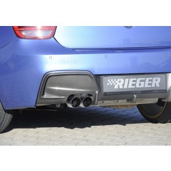 Rieger vložka zadného nárazníka pre BMW rad 1 F20, F21 sedan / 2-dver., sedan / 4-dver. pred faceliftom, plast ABS s povrchovou úpravou Carbon-Look, pre orig. dvojitú koncovku vľavo